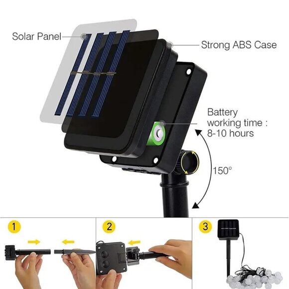 16.4' 20 led Solar Festive Crystal Ball Outdoor Lights Christmas and Holiday - Picture 3 of 3